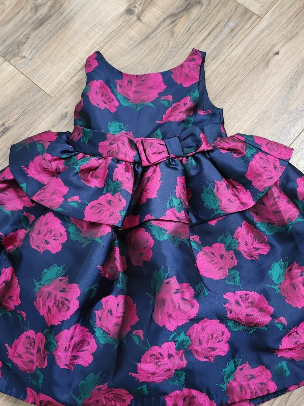 Janie and Jack Size 4 Navy and Deep Pink Rose Dress